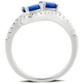 thumbnail image 4 of Created Blue and White Sapphire Gemstone Sterling Silver Two Stone Ring, 4 of 4