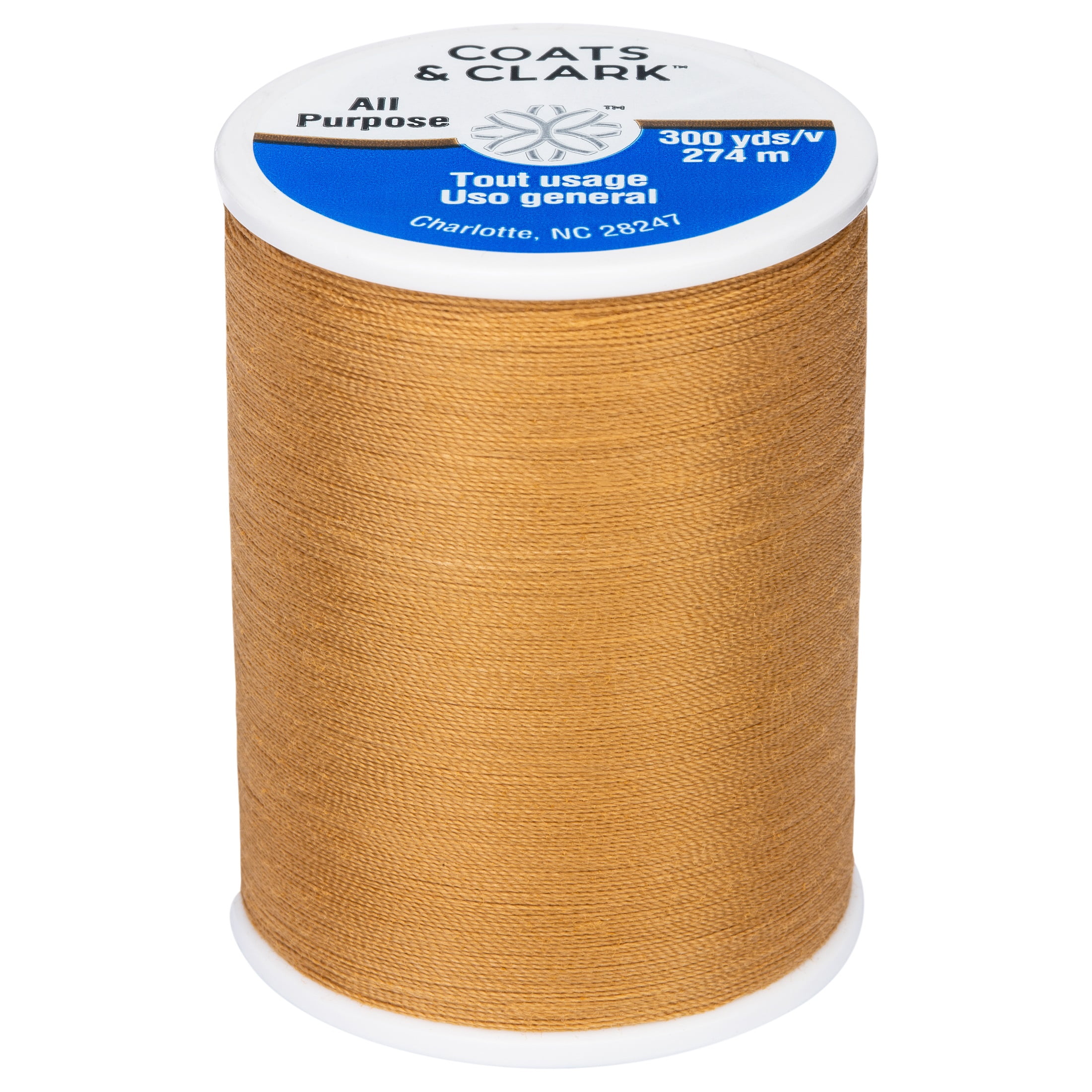 (3 pack) Coats & Clark All Purpose Golden Tan Polyester Thread, 300 Yards