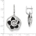thumbnail image 2 of Sterling Silver True Fire Black & Clear CZ Flower Hinged Dangle Earrings, 2 of 2