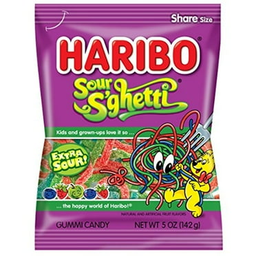 Haribo Gummi Candy, Sour Sghetti, 5 Ounce