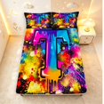 thumbnail image 5 of Manfei Graffiti Art Style Bed Sheets,Gradient Monogrammed T Full Size Sheets,Black,4pcs,1 Flat Sheet,1 Fitted Sheet and 2 Pillowcases, 5 of 6