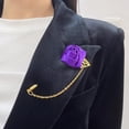 thumbnail image 3 of Fashion Men Rose Flower Lapel Stick Brooch Pin Satin Tassel Chain Dangling Handmade Boutonniere Pins for Suit Collar Men’s Wedding Groom Groomsman Floral Tuxedo Corsage Accessory Husband Father, 3 of 12
