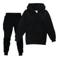 thumbnail image 2 of CCRFTGI Boys Girls Sweatsuit 2 Piece Set Size 13-14 Casual Outfits Trendy Clothing Set Lightweight Fall Spring Hooded Sweatshirts and Sweatpants Sweat Set Black 8-9Y, 2 of 3