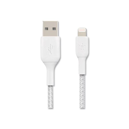 UPC: 0745883788736 | Belkin CAA002BT2MWH 6.6-Foot BOOST CHARGE Braided Lightning To USB-A Cable (White)