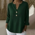 thumbnail image 2 of RongHuan Waffle Tops for Women Button Down V Neck Henley Shirt Fashion Long Sleeve Shirts Dressy Casual Tunics T-Shirt, 2 of 6