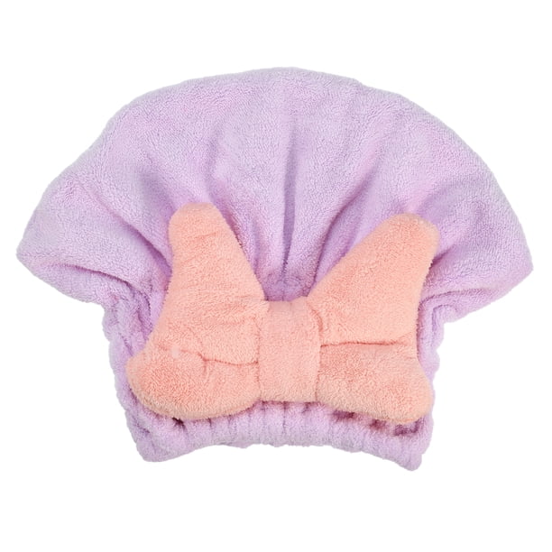Gorro seco para toalla de secado de cabello de forro polar coralino para adolescentes, gorro de toalla de secado rápido, liviano para después del baño, secado del cabello, púrpura