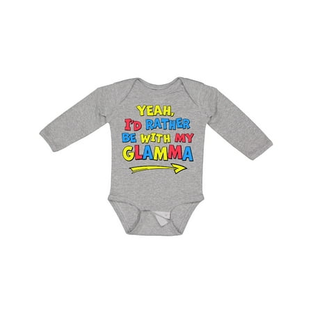

Inktastic Yeah I d Rather be with My Glamma in Red Yellow and Blue Boys or Girls Long Sleeve Baby Bodysuit