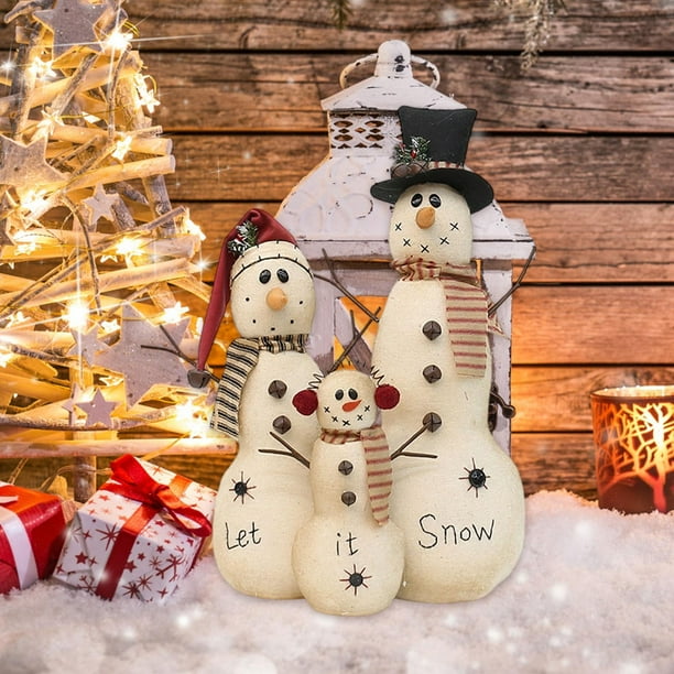 Muñeco de nieve de peluche navideño, estatua de muñeco de nieve, figuritas de de nieve, adorno para estante, chimenea, festival, fiesta, sala de estar