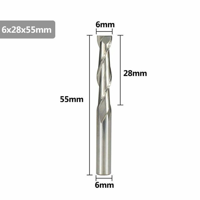 Flat End Mill 6Mm Shank 2 Flute Spiral Milling Cutter Cnc Router Bit Wood Engrav