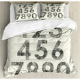 thumbnail image 1 of Number King Size Duvet Cover Set, Grunge Mathematical Symbols in Murky Dotwork Tattoo Tones Digital Computer Art, Decorative 3 Piece Bedding Set with 2 Pillow Shams, Off White Black, by Ambesonne, 1 of 3