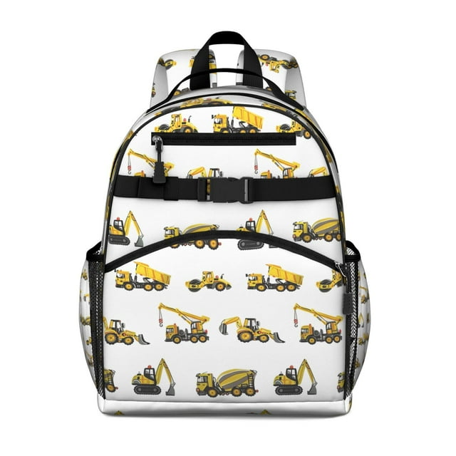 Cartoon Car Toddler Backpack Adjustable Padded Straps Chest Buckle Water-Resistant Durable School Backpack