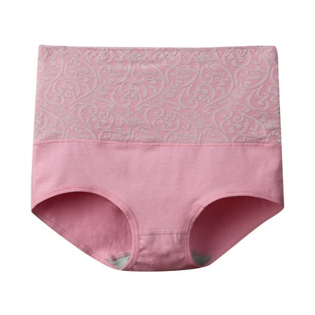 Akiihool Womens Plus Size Underwear Women s Briefs Underwear Cotton High Waist Tummy Control Panties Rose Jacquard Ladies Panty (Hot Pink 4XL)
