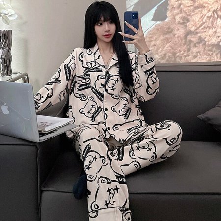 

QWZNDZGR Winter Pajamas For Couples High-quality Light Luxury Cotton Men Pajama Sets Long sleeve Sleepwear Fashion Male Loungewear Sleep