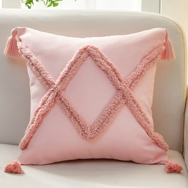 Cojín para Silla de Estudiante | Cojín para Taburete de Oficina y Aula | Cojín Cuadrado de Suelo de 45 X 45 Cm | Tejido de Lino y Poliéster | Colores Blanco, Rosa, Gris, Verde y Caqui