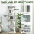 thumbnail image 4 of PawHut 69" Cat Tree, Cat Tower with 2 Condos, Light Grey, 4 of 10