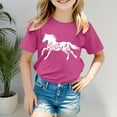 thumbnail image 2 of Arlun Horse Print T-Shirt for Boys Girls Trendy Western Pattern Crewneck Short Sleeve Tops Soft Comfort Horse Riding Tee Kids Animal Lover Gift Graphic Tees Hot Pink 120, 2 of 4