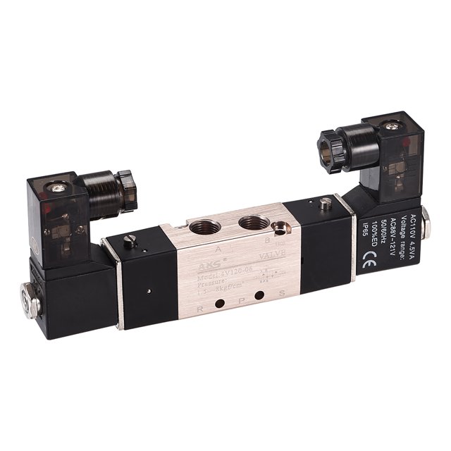 Válvula solenoide de aire 4V120-06 AC110V 5 vías 2 posiciones 1/8" PT control eléctrico doble pilotado internamente luz roja