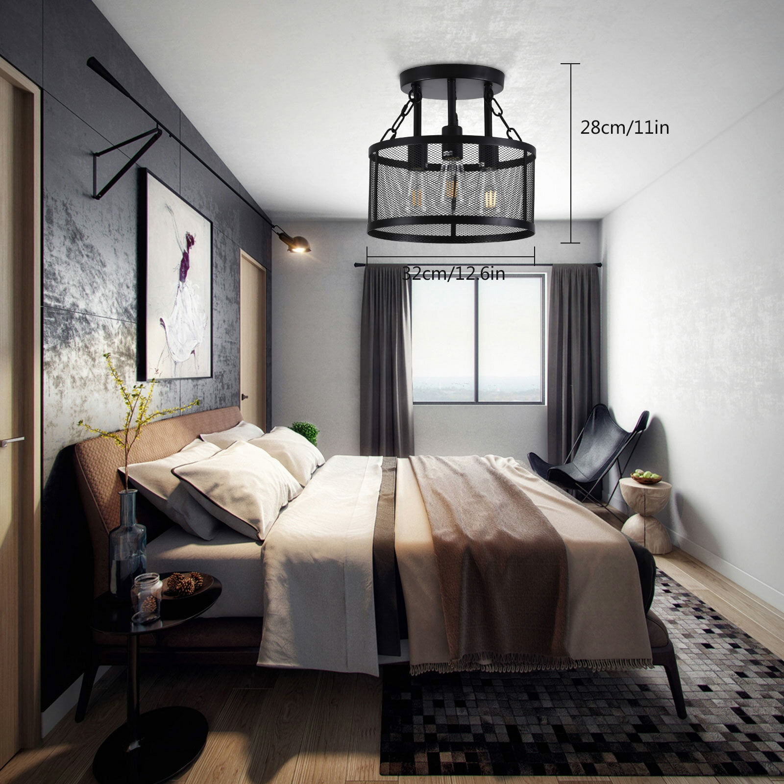 Modern Black Ceiling Mount Light Fixture Ceiling Light for Hallway Bedroom Kitchen Ceiling Light Fixture