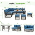thumbnail image 2 of AECOJOY Outdoor Furniture Set, 7-Piece Rattan Wicker Sectional Sofa Couch, Patio Conversation Set with Dining Table & Chair in Navy, 2 of 10