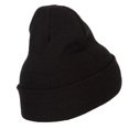 thumbnail image 3 of Bulldog Head Embroidered Long Knitted Beanie - Black OSFM, 3 of 5