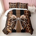 thumbnail image 2 of Erosebridal Leopard Bow Print Quilt King for Girls, Cheetah Animal Spots Girly King Coverlet Set, 3 Pieces 1 Bedspread and 2 Pillowcases, 2 of 7