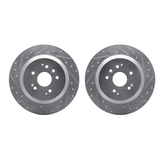 Dynamic Friction Company Rear Brake Rotors-Drilled and Slotted-Silver 7002-58019