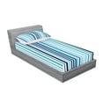thumbnail image 2 of Abstract Fitted Sheet & Pillow Sham Set, Vertical Striped Pastel Toned Color Bands Lines Background Nautical Design, Decorative Printed 4 Piece Bedding Decor Set, Twin, Sky and Dark Blue, by Ambesonne, 2 of 3