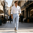 thumbnail image 2 of HBDesign Men's Seersucker Striped Pants, Lightweight Breathable Summer Casual Pants for Daily Outdoor Wear, 2 of 7