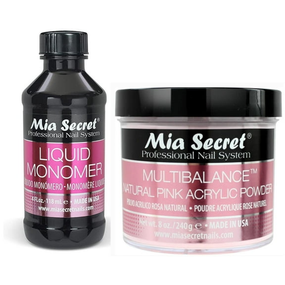 Mia Secret Liquid Monomer 4 oz and NATURAL PINK Powder 8 oz