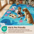 thumbnail image 4 of Design&I 8'x10' Washable Area Rug Extra Large Skid-Resistant Low Profile Ocean Whale Octopus Starfish Cartoon Animals Under Classroom Flowing Dynamic for Living Room, Family, 4 of 7