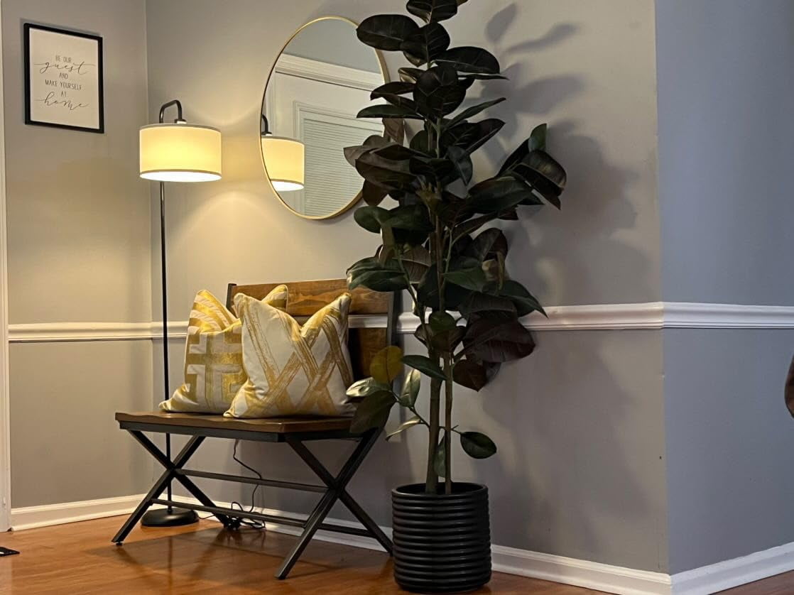 [upgraded] Led Floor Lamp For Living Room  3 Color Temperature With Foot Modern Standing Tall Pole Reading Bedroom Study Office 9w Bulb Included Black