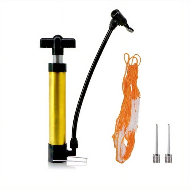 LNGOOR Mini Bike Floor Pump Portable Hand Air Inflator with Golden Tone and 2 Needle Nozzles for Inflatable Equipment