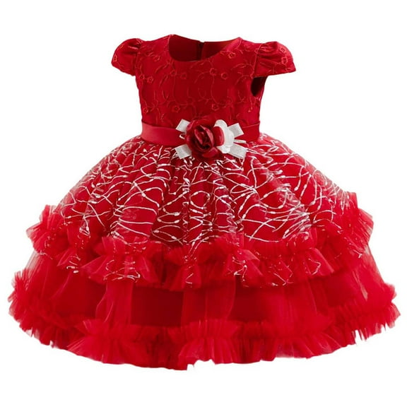Avrntaa Toddler Girls Tulle Party Dress Cap Sleeve Wedding Princess Dresses Pageant Fuffy Layered Ball Gown for 1-5 Y