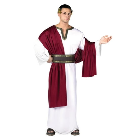 Burgundy Red and White Caesar Men Adult Halloween Costume - One Size