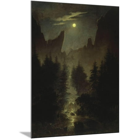 Uttewalder Grund, C. 1825 Night Time Nature Landscape Painting Wood Mounted Print Wall Art By Caspar David