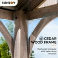 thumbnail image 4 of Sunjoy 12 x 14 ft. Hardtop Gazebo Premium Brown Cedar Wood Frame Gable Roof Gazebo with Ceiling Hook, 4 of 10