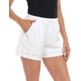 thumbnail image 4 of HDE Women's High Waisted Linen Blend 4" Inseam Drawstring Shorts White M, 4 of 6