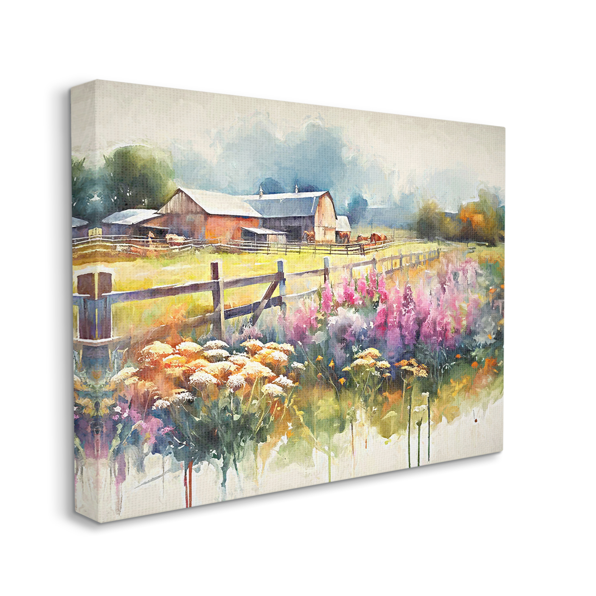 Stupell Industries Country Barn Modern Painting Landscape Painting Gallery Wrapped Canvas Art Print Wall Art, 20 x 16
