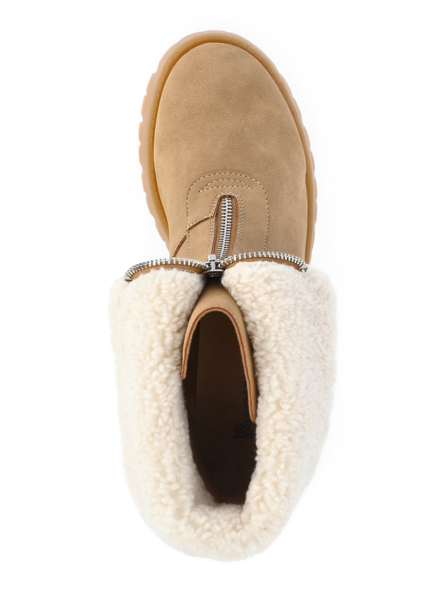 No Boundaries Women's Fold Over Zip Front Boots, Wide Width Available