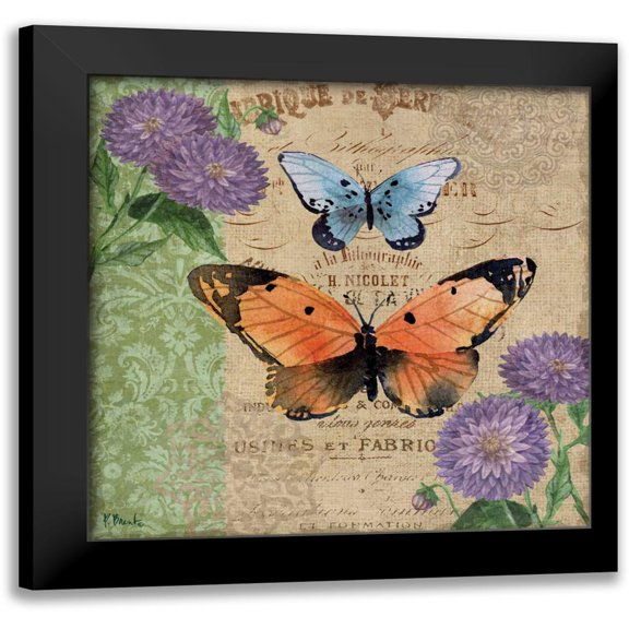 Brent, Paul 12x12 Black Modern Framed Museum Art Print Titled - Burlap Butterflies II