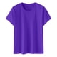 thumbnail image 4 of Blusas Umfun para mujer, color liso, cuello redondo, manga corta, blusa informal versátil, color morado, talla M, 4 of 4