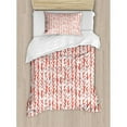 thumbnail image 3 of Coral Duvet Cover Set King Size, Hand Painted Braids Vertical Pattern Bohemian Hipster Fashion Chevron Ethnic Artwork, Decorative 3 Piece Bedding Set with 2 Pillow Shams, Coral White, by Ambesonne, 3 of 3