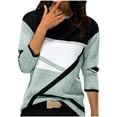 thumbnail image 3 of Jinhomg Womens Fashion Color Block Tops Long Sleeve Crewneck Knitted Shirts Casual Loose Fall Pullover Mint Green,S, 3 of 4