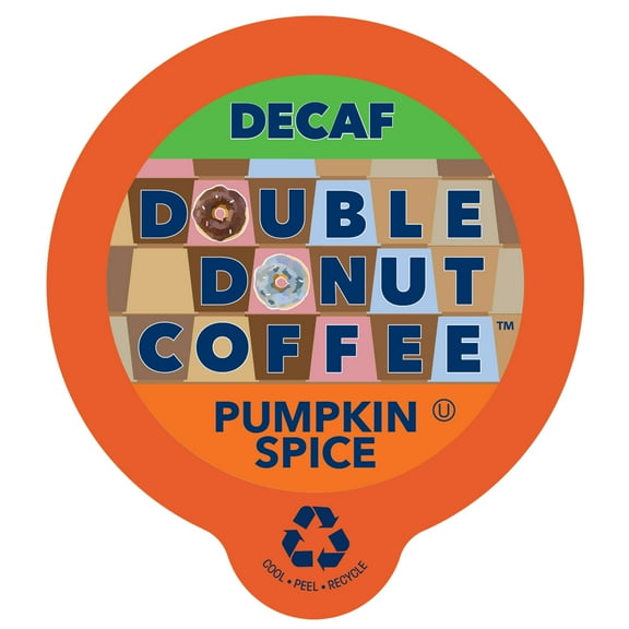 Double Donut, Decaf Pumpkin Spice Flavored Coffee Single Serve Cups, 24 Ct