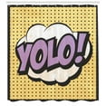thumbnail image 3 of YOLO Shower Curtain, Comic Book Quote on Polka Dotted Background Pop Art Inspirations, Fabric Bathroom Set with Hooks, 69W X 84L Inches Extra Long, Lavender Pale Brown and Black, by Ambesonne, 3 of 3