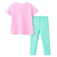 thumbnail image 2 of HILEELANG 2–7T Toddler/Little Girls Happy Easter Bunny Outfit, Pink 100% Cotton Top & Mint Polka Dot Leggings Set, Size 4T, 2 of 5