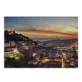 thumbnail image 1 of Cityscape Cutting Board, Cityscape of Lisbon Portugal Traditional Seaside City Colorful Sky Sunset Evening View, Decorative Tempered Glass Cutting and Serving Board, Small Size, Brown, by Ambesonne, 1 of 1