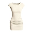 thumbnail image 4 of Dvprdro Womens Casual Party Mini Dress Crewneck Sleeveless Ruched Side Fitted Dress Solid Stretchy, 4 of 9