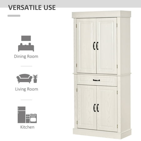 Homcom 71 Freestanding Kitchen Pantry, Tall White Storage Cabinets With Doors