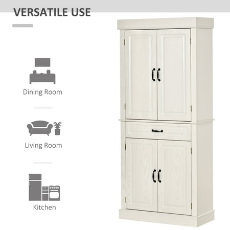 Homcom 71 Freestanding Kitchen Pantry With 4 Doors And 2 Large Cabinets Tall Storage Cabinet Wide Drawer For Dining Room White Wood Grain Canada Homcom 71 Freestanding Kitchen Pantry, Tall White Storage Cabinets With Doors